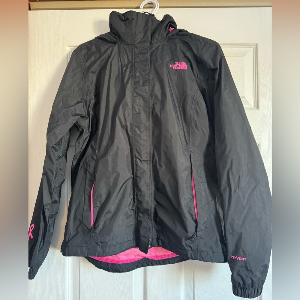 Large Breast Cancer North Face rain coat